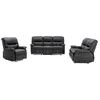 Image de Canapés 3 places 2 places et un fauteuil relax en simili noir CANBY