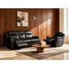 Image de Canapé 3 places et un fauteuil relax EVASION en cuir - Noir