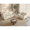 Image de Canapé 3 places et un fauteuil en cuir THIBAULT - Ivoire