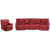 Image de Canapé 3 places et un fauteuil relax en cuir AROMA - Rouge