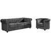 Image de Canapé 3 places et fauteuil CHESTERFIELD - Velours anthracite