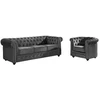 Image de Canapé 3 places et fauteuil CHESTERFIELD - Velours anthracite