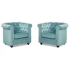 Image de Lot de 2 Fauteuils CHESTERFIELD - Velours bleu pastel