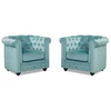 Image de Lot de 2 Fauteuils CHESTERFIELD - Velours bleu pastel