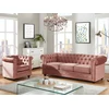 Image de Canapé 3 places et fauteuil CHESTERFIELD - Velours rose pastel
