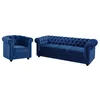 Image de Canapé 3 places et fauteuil CHESTERFIELD - Velours bleu roi