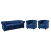 Image de Canapé 3 places et 2 fauteuils CHESTERFIELD - Velours bleu roi