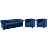 Image de Canapé 3 places et 2 fauteuils CHESTERFIELD - Velours bleu roi