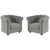 Image de Lot de 2 Fauteuils CHESTERFIELD - Velours gris clair