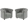 Image de Lot de 2 Fauteuils CHESTERFIELD - Velours gris clair
