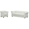 Image de Canapé 3 places et fauteuil CHESTERFIELD - Simili Blanc