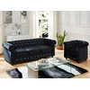 Image de Canapé 3 places et fauteuil CHESTERFIELD - velours noir et boutons effet cristal
