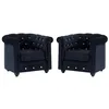 Image de Lot de 2 Fauteuils CHESTERFIELD - Velours noir et boutons effet cristal