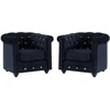 Image de Lot de 2 Fauteuils CHESTERFIELD - Velours noir et boutons effet cristal
