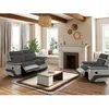 Image de Canapé 3 places et un fauteuil relax en microfibre anthracite et bandes gris clair TALCA
