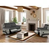 Image de Canapé 3 places et un fauteuil relax en microfibre anthracite et bandes gris clair TALCA