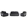 Image de Canapés 3 places 2 places et un fauteuil relax électrique en cuir ANGELIQUE - Noir/blanc