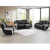 Image de Canapés 3 places 2 places et un fauteuil relax électrique en cuir ANGELIQUE - Noir/blanc