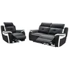 Image de Canapé 3 places et un fauteuil relax électrique en cuir ANGELIQUE - Noir/blanc
