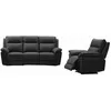 Image de Canapé 3 places et un fauteuil relax en cuir de buffle PAKITA - Noir