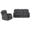 Image de Canapé 3 places et un fauteuil relax en tissu TOLZANO - Anthracite