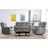 Image de Canapés 3 places 2 places et un fauteuil relax électrique en tissu gris NEVERS
