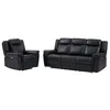 Image de Canapé 3 places et un fauteuil relax électrique en cuir KENNETH - Noir