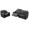 Image de Canapé 3 places et fauteuil relax électrique en cuir noir ARENA III