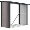 Image de Abri bûches métal en acier galvanisé effet bois 198 m3 - 25 stères - L182 x P89 x H156cm - BIRWOOD