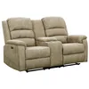 Image de Canapé 2 places relax électrique en tissu taupe avec tablette NEVERS