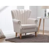 Image de Fauteuil en tissu crème finition cloutée BATOUMI