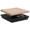 Image de Table basse - Plateau pivotant - MDF laqué noir et naturel - FAUSTO