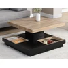 Image de Table basse - Plateau pivotant - MDF laqué noir et naturel - FAUSTO