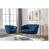 Image de Canapé 2 places et fauteuil coquillage en velours bleu nuit DANDELION
