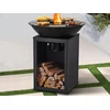 Image de Barbecue plancha brasero à charbon et bois avec rangement L80 x l80 x H95 cm noir - IGNOS