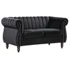 Image de Canapé chesterfield 2 places en velours noir TRUMBO