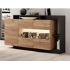 Image de Buffet 3 portes et 3 niches avec LEDs - Coloris : Naturel et anthracite - IDESIA