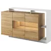Image de Buffet 3 portes et 3 niches avec LEDs - Coloris : Naturel et blanc - IDESIA