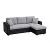 Image de Canapé dangle convertible et réversible en tissu gris clair et noir GAZUR II