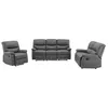Image de Canapés 3 places 2 places et un fauteuil relax en simili gris CANBY