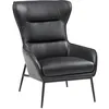 Image de Fauteuil en cuir de buffle noir DINNIA