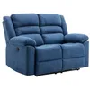 Image de Canapé 2 places relax électrique en tissu bleu BUROLO