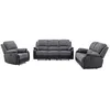 Image de Canapés 3 places 2 places et un fauteuil relax en microfibre et simili gris et noir BRODY