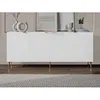 Image de Buffet avec 4 portes en MDF et acier - Blanc et doré - YESINIA