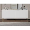 Image de Buffet avec 4 portes en MDF et acier - Blanc et doré - YESINIA