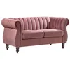 Image de Canapé chesterfield 2 places en velours vieux rose TRUMBO