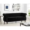 Image de Canapé chesterfield 3 places en velours noir TRUMBO