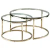Image de Tables basses gigognes en verre trempé et acier inoxydable - Doré - MAEVANE II