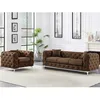 Image de Canapé 3 places et fauteuil chesterfield en microfibre aspect cuir vieilli EDWINA