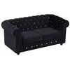 Image de Canapé 2 places en velours noir et boutons effet cristal CHESTERFIELD